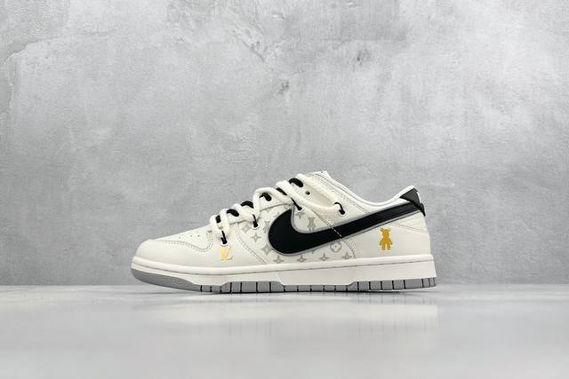 Nk Sb Dunk Low Lv联名-灰金暴力熊 周年高端定制 低帮休闲板鞋 #定制鞋盒 大厂纯原品质出货 超高清洁度 皮料切割干净无任何毛边 细节完美 货号