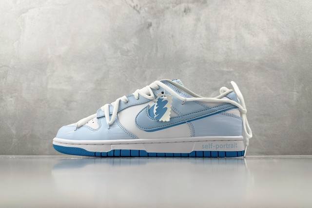 Yc 纯原特价 定制球鞋 Nike Dunk Low Bigniu 文艺复兴 自画像 解构 蓝白 货号 Dv083 01 尺码 35.5 36 36.5 37.