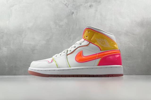 K版 综合版 Jordan Air Jordan 1 Mid 糖果 Gs白黄粉 货号 Cv4611-100 尺码 36 36.5 37.5 38 38.5 39