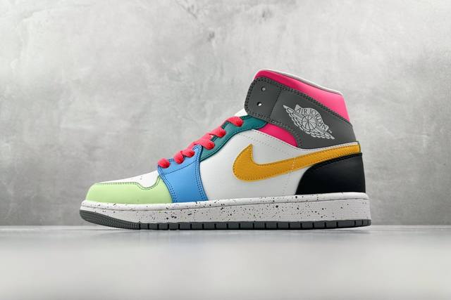 K版 综合版 Jordan Air Jordan 1 Mid Gs白绿黑 货号 Fn1190-100 尺码 36 36.5 37.5 38 38.5 39 40