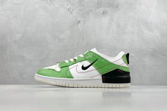 福利特价 Nk Dunk Low Disrupt Dr2 解构风滑板鞋 整双鞋的配色风格较为清新 白色的织物鞋面搭配各部位的帆布材质 内侧的 Swoosh 采用