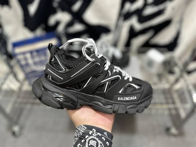 D版 Balenciaga Sneaker Tess S.Gomma 巴黎3.0 三代户外网面概念鞋 黑白色 #原装大盒 从里到外 一切百分百还原官方配置 顶级