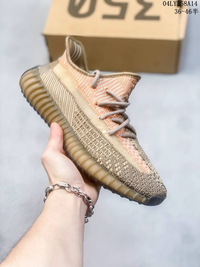 36-46半码 真爆！阿迪达斯 椰子350 Adidas Yeezy Boost 350 V2 透气镂空真爆百搭轻便爆米花中底休闲运动慢跑 04Ly358A14