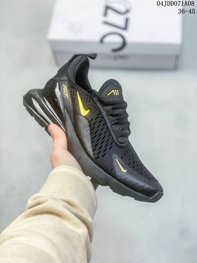 耐克nike React Air Max 270 高桥盾网纱系列 机能半气垫跑步鞋 #灵感来自年度获奖模型的鞋子，这双鞋的半透明鞋面穿过它的鞋头和轮廓，同时还沿