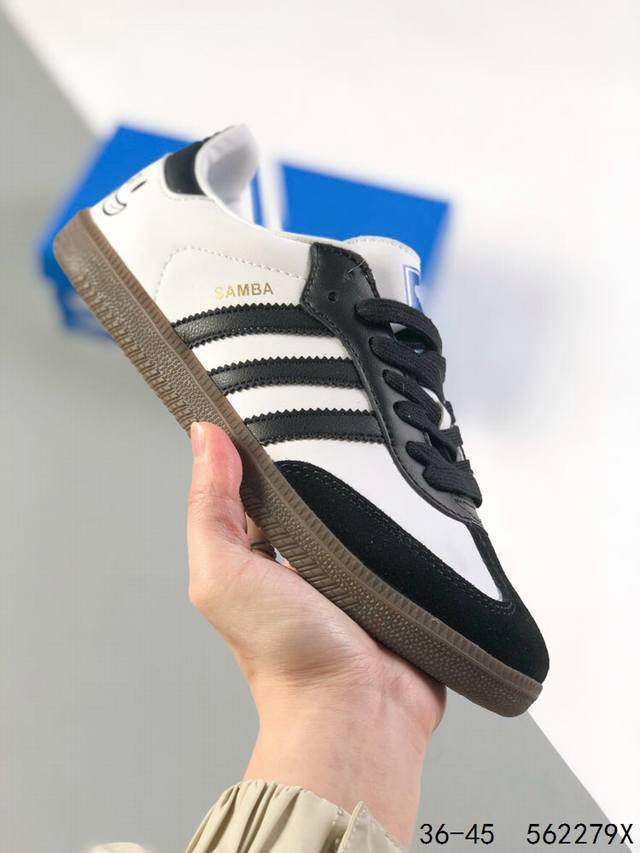 真标带半码！ 阿迪达斯 三叶草adidas Samba Vegan Og桑巴舞系列绅士德训足球风百搭低帮休闲运动板鞋 Id：562279X