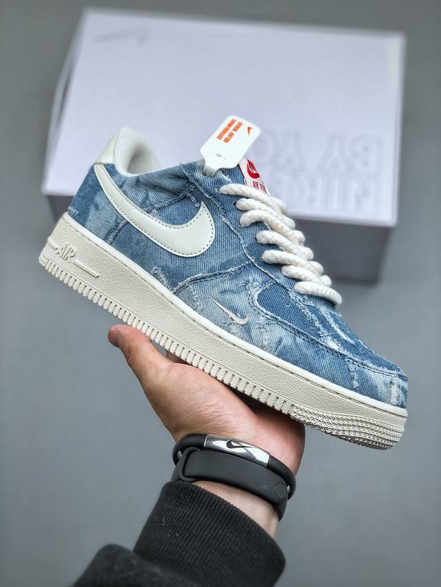 Nike Air Force 1 Low 07 水洗牛仔 原楦头原纸板 打造纯正低帮空军版型专注外贸渠道 全掌内置蜂窝气垫 原盒配件 原厂中底钢印、拉帮完美 官