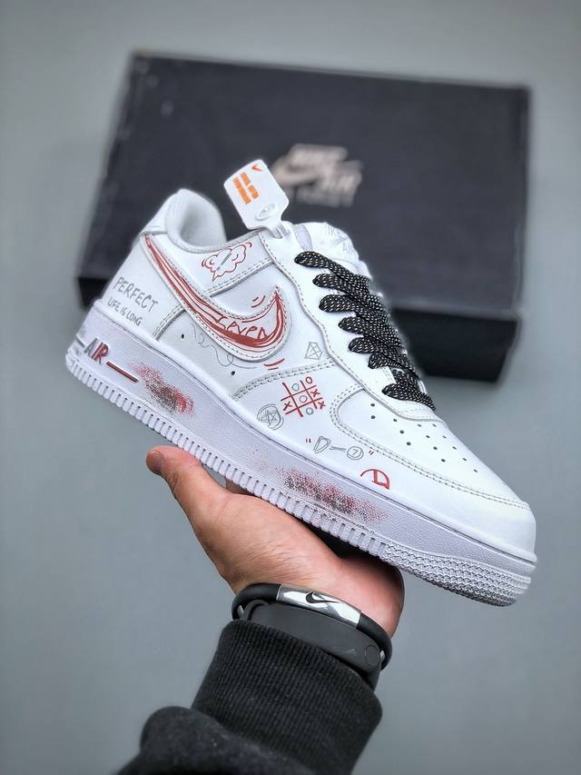 Nike Air Force 1 Low 07 二次元 艺术涂鸦 白红原楦头原纸板 打造纯正低帮空军版型专注外贸渠道 全掌内置蜂窝气垫 原盒配件 原厂中底钢印、