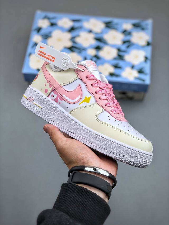 Nike Air Force 1 Low 07 小狗碎片 马卡龙酱 杏白粉原楦头原纸板 打造纯正低帮空军版型专注外贸渠道 全掌内置蜂窝气垫 原盒配件 原厂中底钢