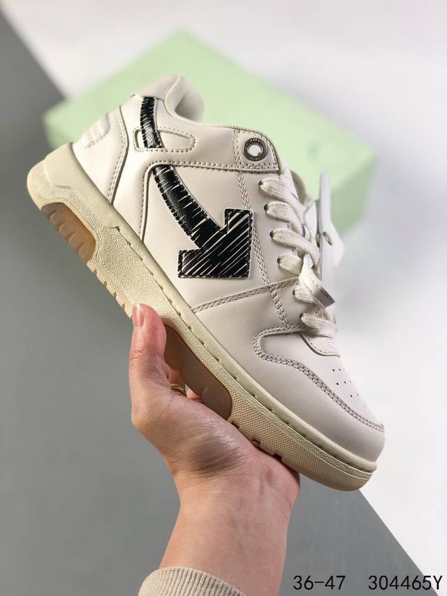 公司级当红美潮,设计师独立品牌off-White C O Virgil Abloh Out Of Office Low-To Leather Ow联名 箭头of