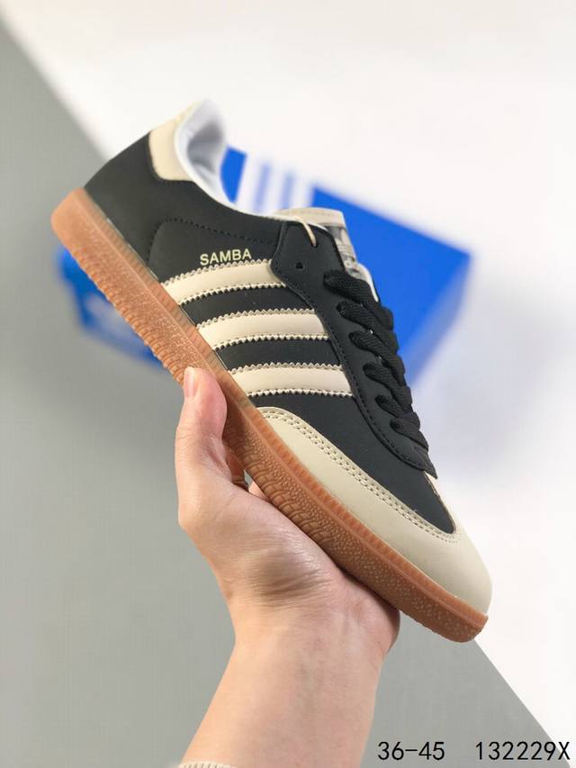 真标带半码！ 阿迪达斯 三叶草adidas Samba Vegan Og桑巴舞系列绅士德训足球风百搭低帮休闲运动板鞋 Id：132229X