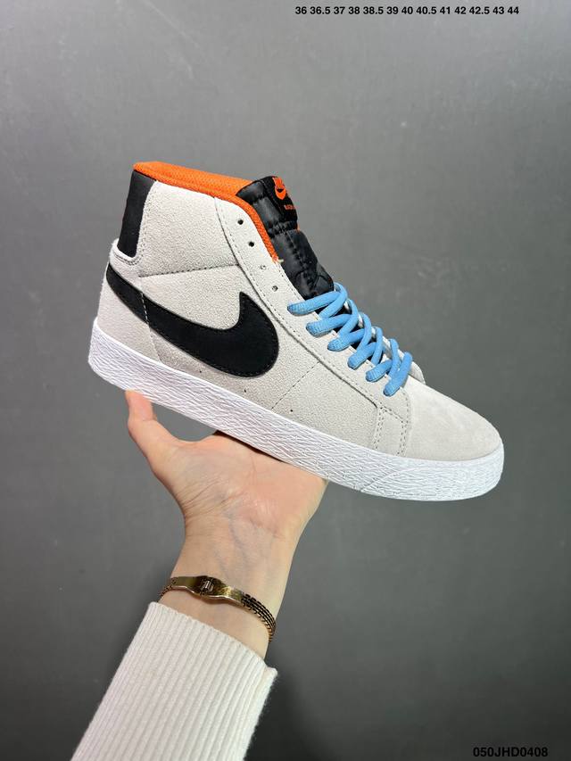 耐克 Nike Blazer Mid 开拓者高帮系列 全新开发楦型纸板，正确鞋底咬花版本，经典开拓者高帮百搭休闲运动板鞋nike Blazer通过配色和材质的变