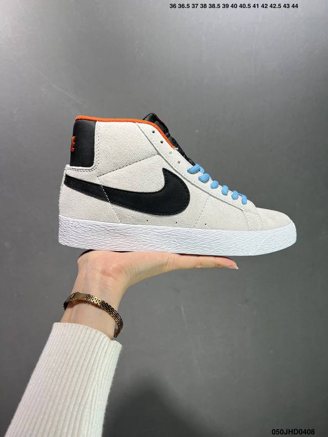 耐克 Nike Blazer Mid 开拓者高帮系列 全新开发楦型纸板，正确鞋底咬花版本，经典开拓者高帮百搭休闲运动板鞋nike Blazer通过配色和材质的变