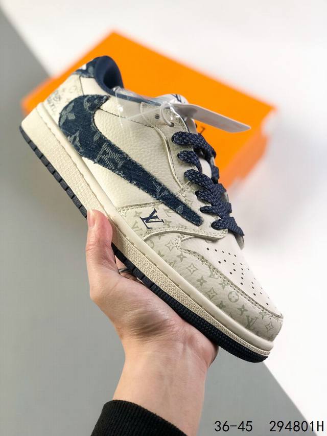 公司级真标带半码！ 乔丹air Jordan 1 Low Aj1 Wh 乔1 倒钩 Lv联名 低帮复古文化休闲运动篮球鞋。凭借出色的性能和吸睛的外观， Air