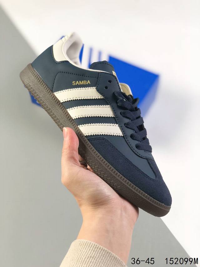 真标带半码！ 阿迪达斯 三叶草adidas Samba Vegan Og桑巴舞系列绅士德训足球风百搭低帮休闲运动板鞋 Id：152099M