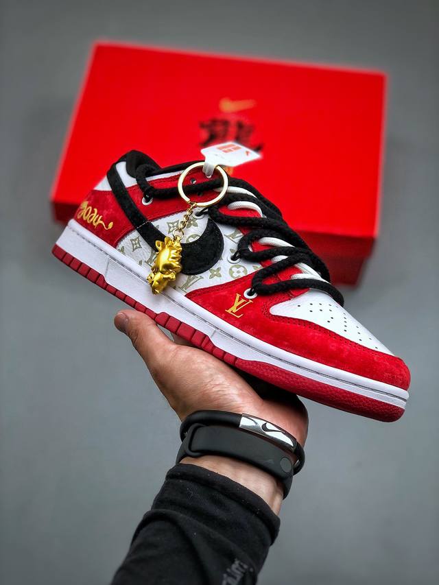 Nk Sb Dunk Low 龙年限定-黑勾红运当头 周年高端定制 低帮休闲板鞋 Sj2068-231 #定制鞋盒 大厂纯原品质出货 超高清洁度 皮料切割干净无