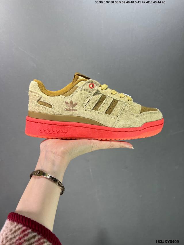 公司级adidas Forum The Grinch 三叶草低邦 经典魔术贴复古板鞋 男女潮流头层皮休闲鞋 原楦原数据开发 采用牛培皮革材质 全头层皮鞋面 原盒