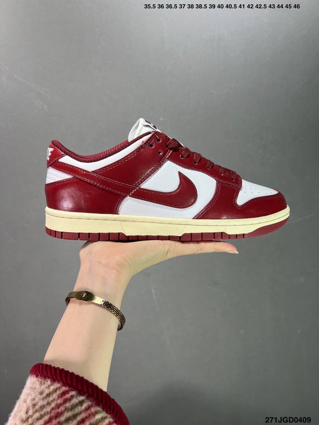 Nk Dunk Low Prm 红酒庄园 做旧复古 芝加哥解构 Sb绑带低帮休闲板鞋 Fj4555-100 尺码：35 36 36.5 37.5 38 38.5