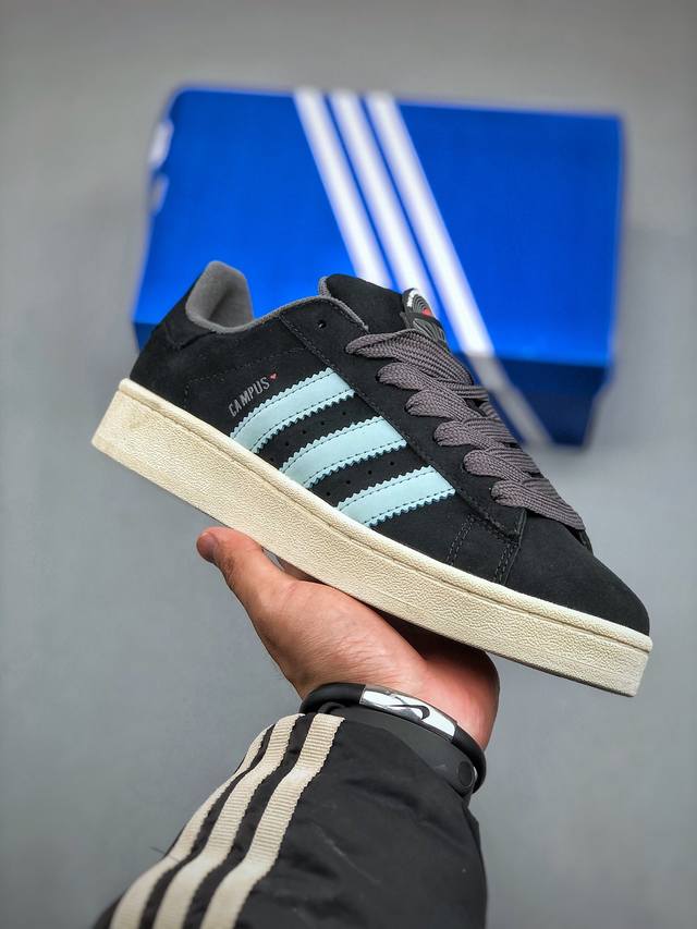 阿迪达斯adidas Originals Campus 00S 学院系列面包风经典复古低帮百搭休闲运动板鞋“翻毛黑玉蓝情人节” 货号：Id6249 尺码36-4