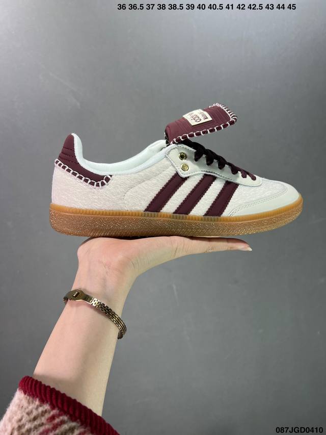 Wales Bonner X Adidas Originals Samba Nubuck防滑耐磨低帮板鞋 男女同款 白棕色 独家原版原盒 原底原料 开模打造 #