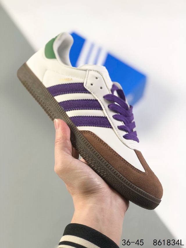 真标带半码！ 阿迪达斯 三叶草adidas Samba Vegan Og 桑巴舞系列绅士德训足球风百搭低帮休闲运动板鞋 Id：861834L