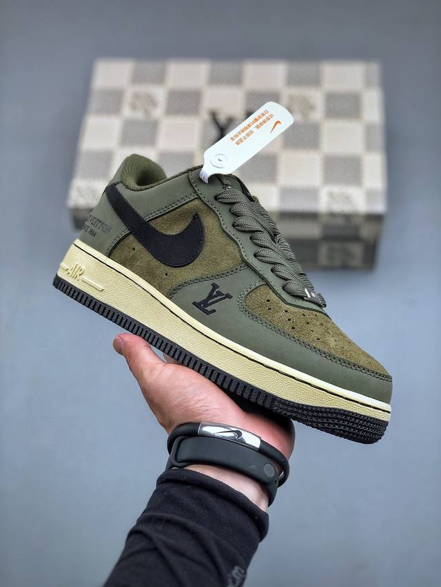 Nike Air Force 1 '07 Low “Lv联名--军绿” 空军一号 中帮 运动鞋 休闲鞋 折边针车 工艺难度大 原楦头原纸板 原装鞋盒 定制五金配