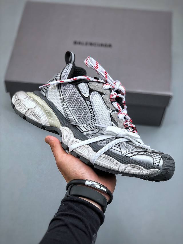 巴黎世家3Xl 复古老爹鞋 Balenciaga 3Xl Sneakers 灰绿色 3+系列低帮复古阔型底姥爹风潮流百搭休闲慢跑鞋 男女鞋配件防尘袋及附送鞋带原