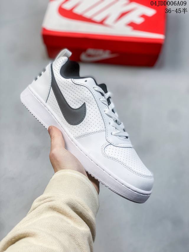 Nike Court Vision Low白宝蓝 小空军 高帮百搭透气休闲运动板鞋。 百搭单品正面、内侧、外侧、前面和后面视角看下这双白又白的小白鞋，它好像是一