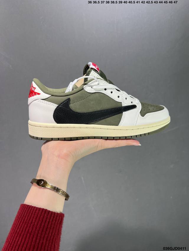 公司级aj1倒勾travis Scott X Air Jordan 1 ” Reverse Mocha “ Aj1乔1 Ts 闪电 联名倒钩 低帮文化篮球鞋 完