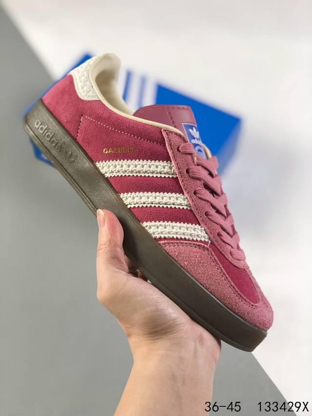 公司级真标带半码！ 阿迪达斯adidas Gazelle Indoor 三叶草 翻毛皮 复古防滑耐磨低帮休闲运动板鞋 尺码:如图 Id：133429X