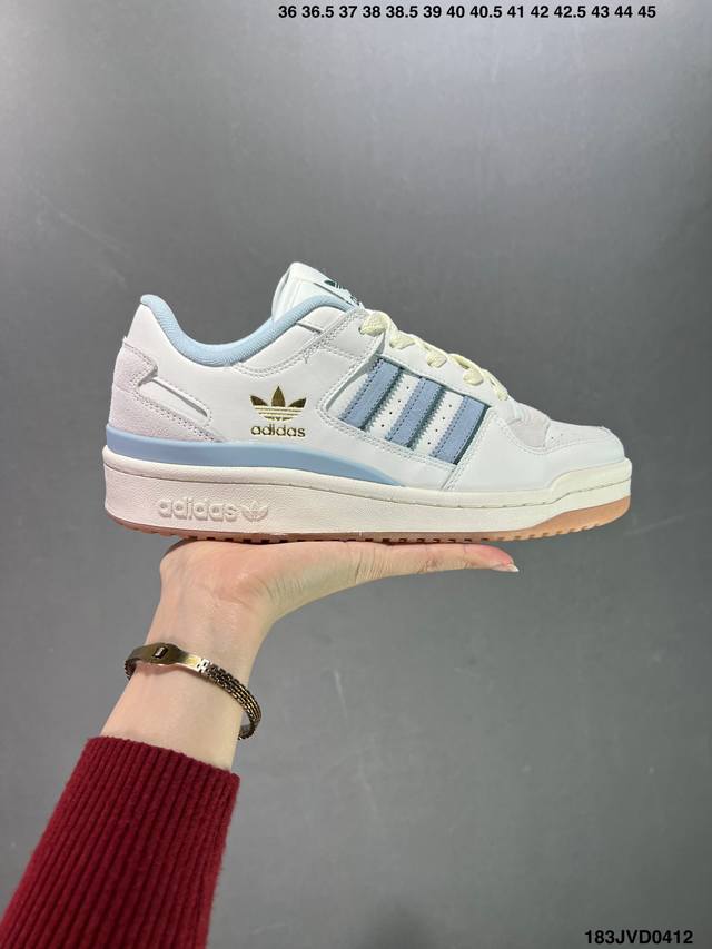 公司级adidas Forum Exhibit Low 三叶草低邦 经典魔术贴复古板鞋 男女潮流头层皮休闲鞋 原楦原数据开发 采用牛培皮革材质 全头层皮鞋面 原