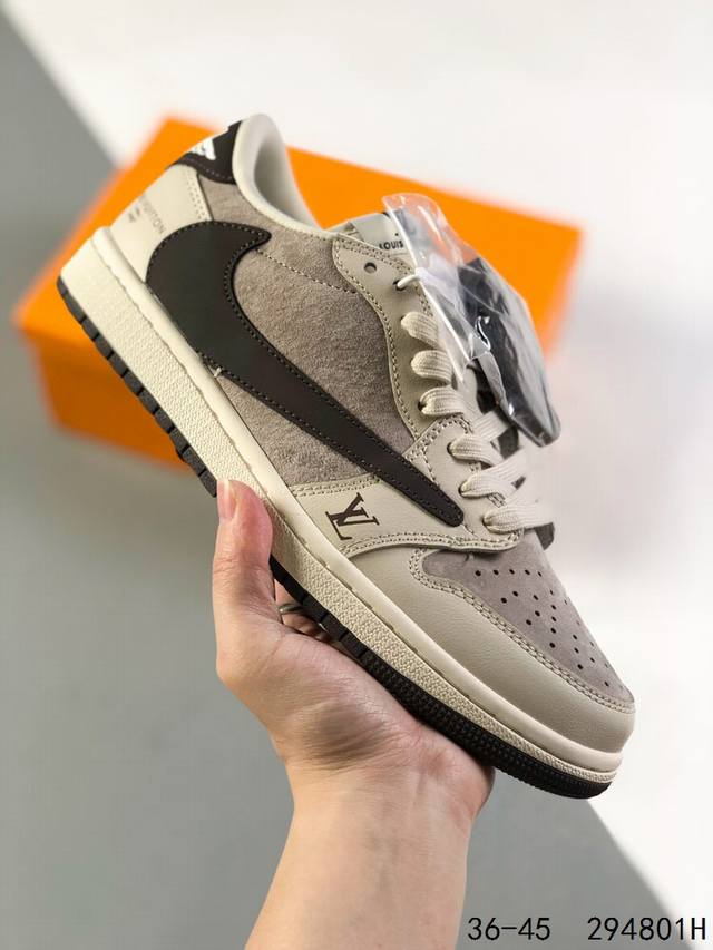 公司级真标带半码！ 乔丹air Jordan 1 Low Aj1 Wh 乔1 倒钩 Lv联名 低帮复古文化休闲运动篮球鞋。凭借出色的性能和吸睛的外观， Air