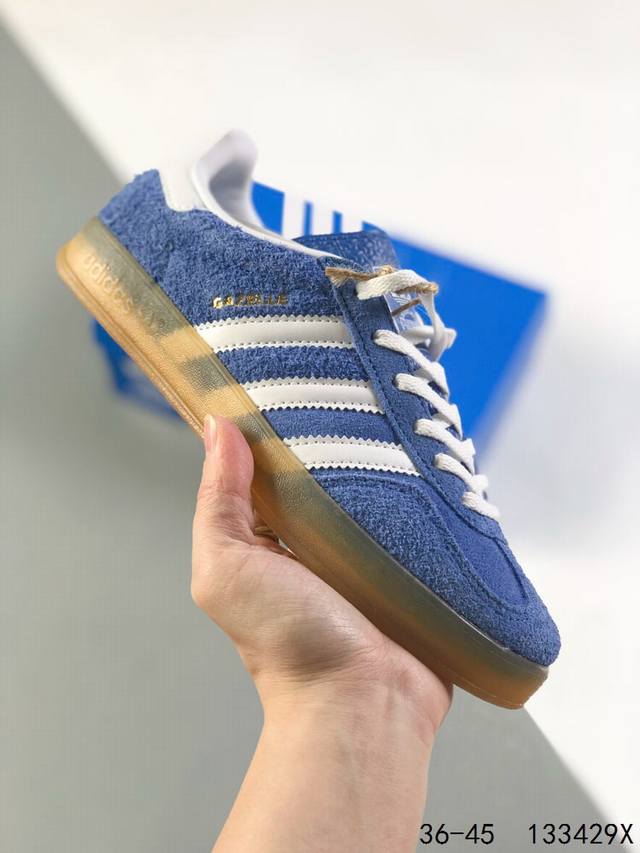 公司级真标带半码！ 阿迪达斯adidas Gazelle Indoor 三叶草 翻毛皮 复古防滑耐磨低帮休闲运动板鞋 尺码:如图 Id：133429X