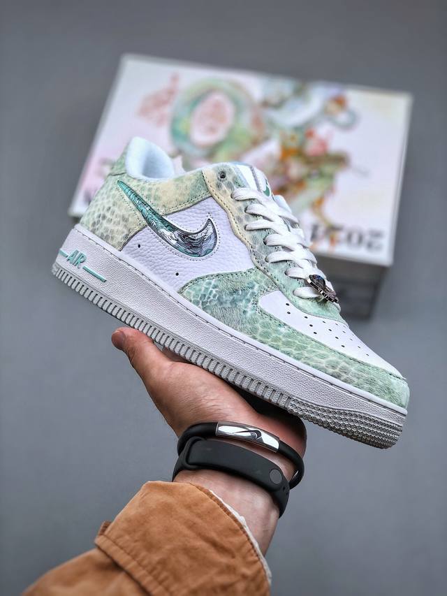 Nk Air Force 1′07 Low 空军一号低帮百搭休闲运动板鞋 蒸汽木偶 Cny龙年限定 龙海龙宫三太子 白青 Fa1232-001 工艺手法钢印水钩