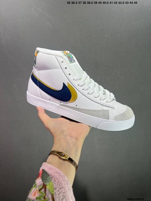 真标耐克nike Sb Zoom Blazer Low开拓者低帮休闲板鞋 卡其丹宁 深蓝白 刺子绣 货号：Ct0715-020此番轮到 Nike Sb 再度以