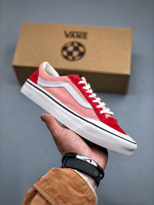 2024Vans范斯 Premium 高阶支线包头系列 Vans Old Skool Reissue 136 新款 万斯包头粉红色帆布鞋男女情侣鞋 #可拆卸轻量