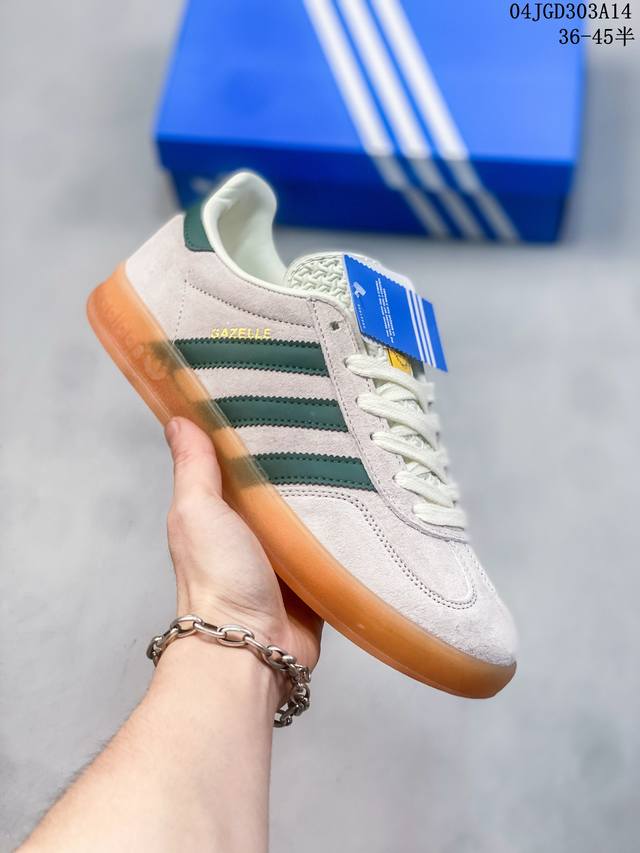 真标号码adidas Gazelle Indoor 阿迪达斯男女低帮米色复古耐磨减震休闲鞋 36 36.5 37 38 38.5 39 40 40.5 41 4