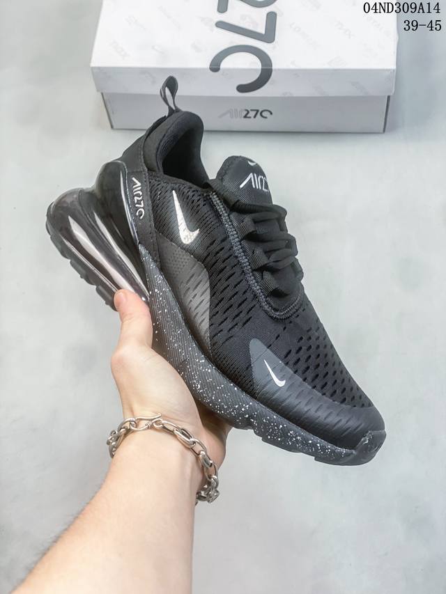 耐克nike React Air Max 270 高桥盾网纱系列 机能半气垫跑步鞋 #灵感来自年度获奖模型的鞋子，这双鞋的半透明鞋面穿过它的鞋头和轮廓，同时还沿