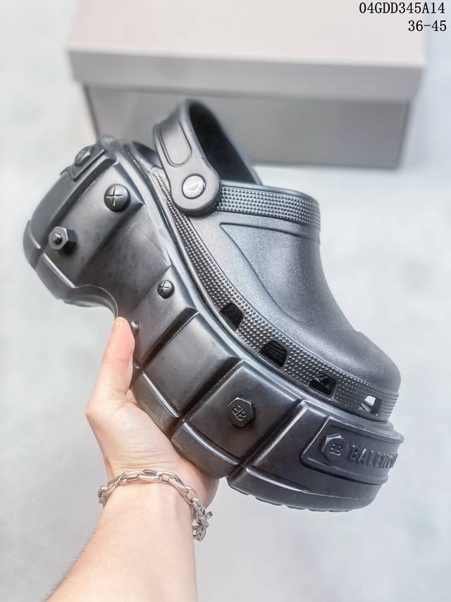 核心私 36-45 巴黎世家balenciaga Hardcrocs 时尚 套穿 拖鞋 黑色 04Gdd345A14