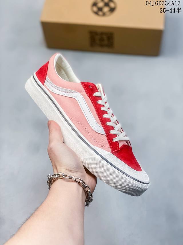 2024Vans范斯 Premium 高阶支线包头系列 Vans Old Skool Reissue 136 新款 万斯包头粉红色帆布鞋男女情侣鞋 #可拆卸轻量