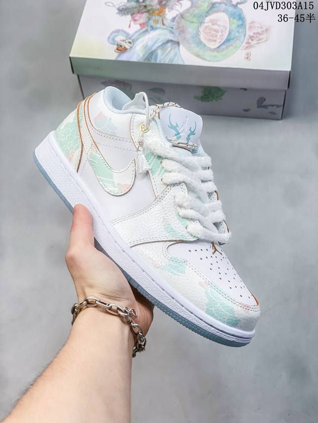 公司级air Jordan 1 Low Philippines 低帮 Aj1 乔丹1代 Aj1 乔1 低邦 御龙青花 龙年限定 白蓝乔丹篮球鞋系列 整双鞋采用大