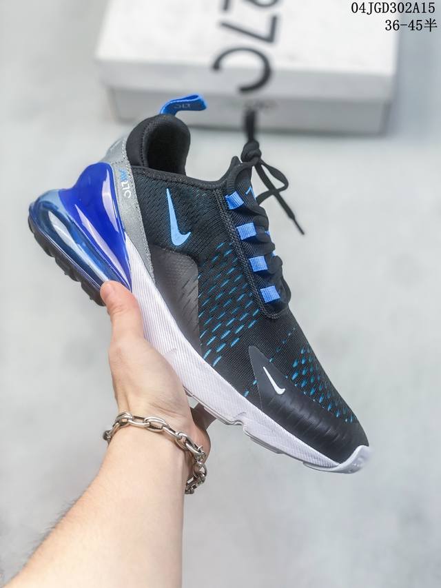 耐克nike React Air Max 270 高桥盾网纱系列 机能半气垫跑步鞋 #灵感来自年度获奖模型的鞋子，这双鞋的半透明鞋面穿过它的鞋头和轮廓，同时还沿