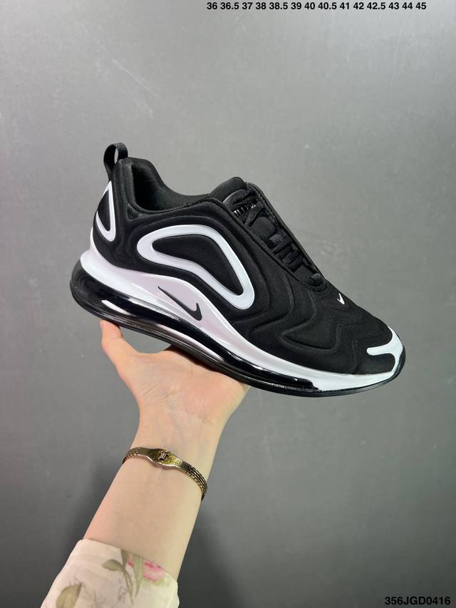 公司级耐克 Nike Air Max 720 全新释出，气垫部分的全新升级，采用全掌一体式设计，整体极具未来感，鞋面部分以流线型凹凸结构组成。 货号：Ar929