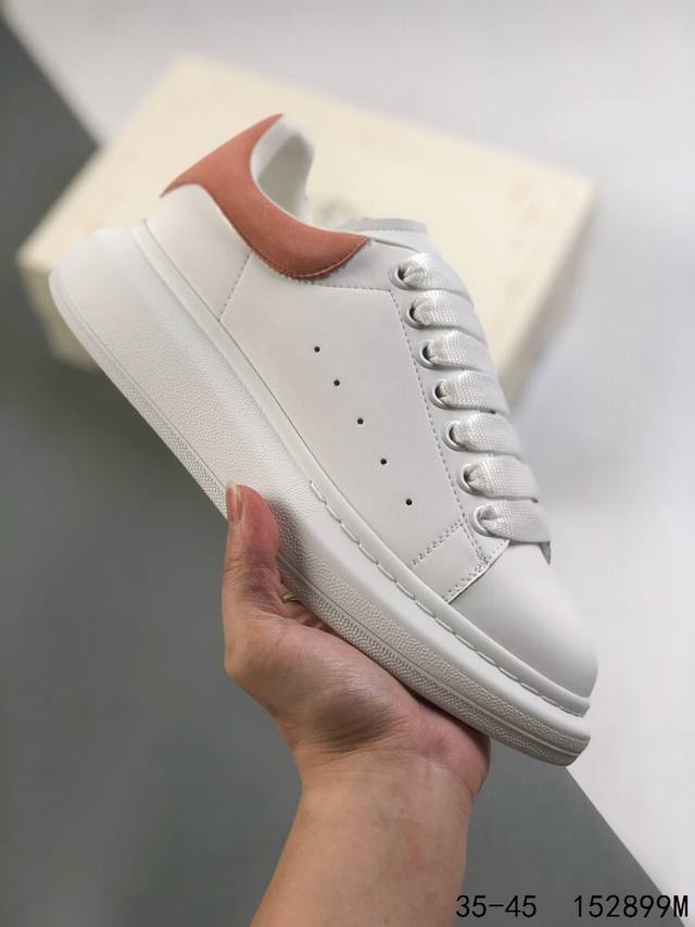 意大利高奢品牌alexander Mcqueen亚历山大 麦昆 Sole Leather Sneakers低帮时装厚底休闲运动小白鞋 Id:152899M