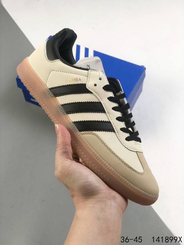 真标带半码！ 阿迪达斯 三叶草adidas Samba Vegan Og 桑巴舞系列绅士德训足球风百搭低帮休闲运动板鞋 Id：141899X