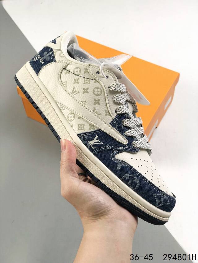 公司级真标带半码！ 乔丹air Jordan 1 Low Aj1 Wh 乔1 倒钩 Lv联名 低帮复古文化休闲运动篮球鞋。凭借出色的性能和吸睛的外观， Air