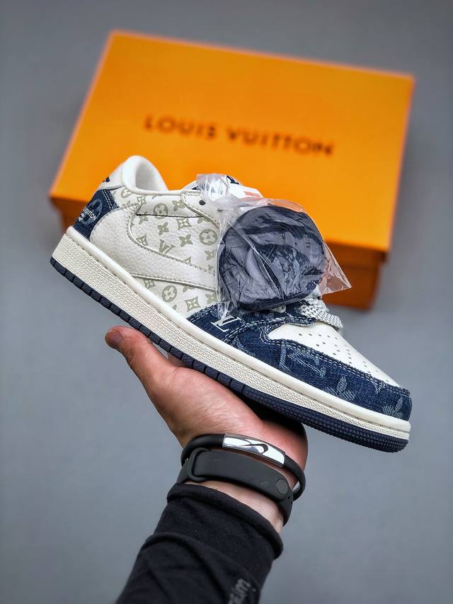 Travis Scott X Nike Air Jordan 1 Low X Louis Vuitton Air Jordan 1 Low 反转翻毛白米黄倒钩