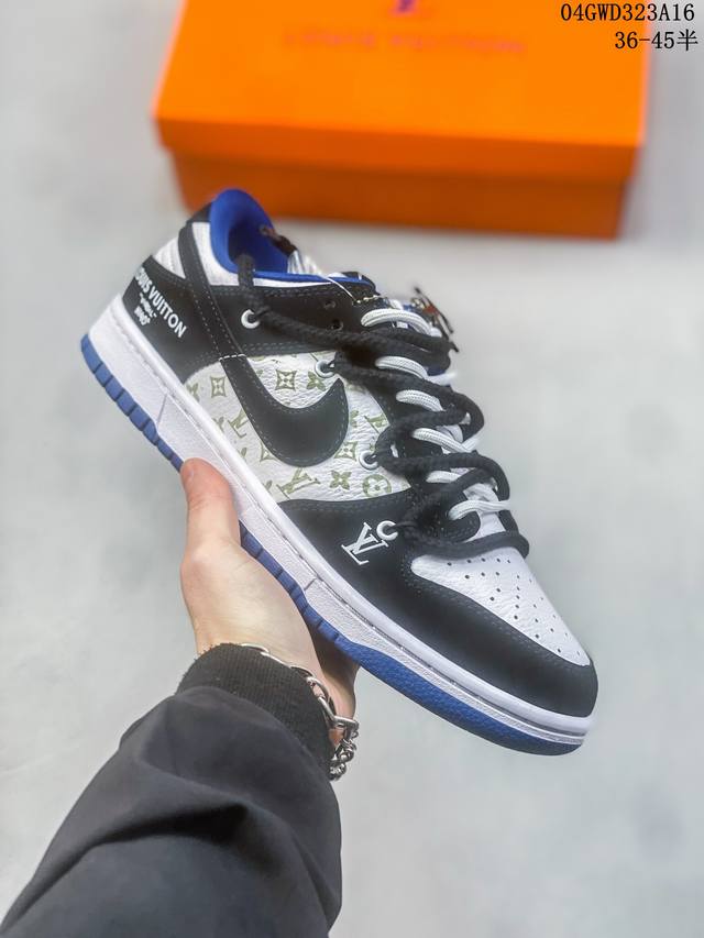 海外爆款限量发售！公司级 Nike Sb Dunk Low“Lv联名 米白黑勾” 周年高端定制 低帮休闲板鞋 定制鞋盒 大厂纯原品质出货 超高清洁度 皮料切割干