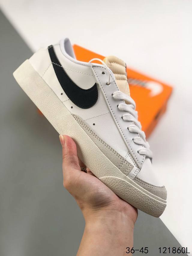 真标带半码！ 耐克nike Blazer Low 77 开拓者 皮面 低帮百搭休闲运动板鞋 Id：121860L