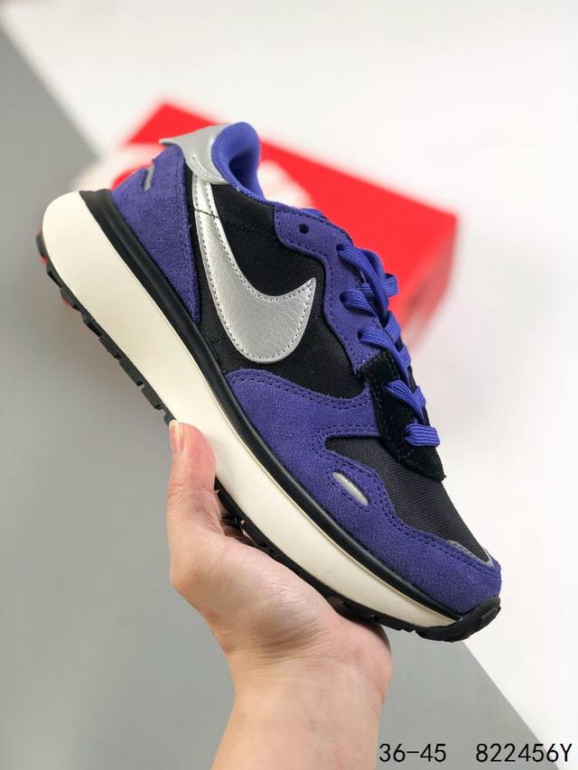 真标带半码！ 耐克nike Phoenix Waffle 华夫系列 织物皮革 复古防滑休闲运动慢跑鞋 Id：822456Y