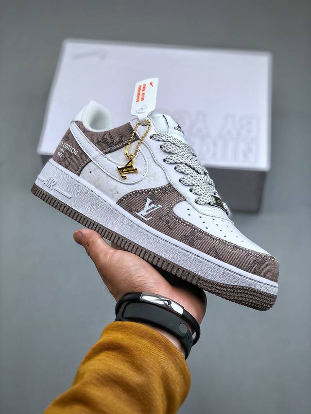 Nike Air Force 1 Low 07 X Louis Vuitton 白棕牛仔原楦头原纸板 打造纯正低帮空军版型专注外贸渠道 全掌内置蜂窝气垫 原盒配